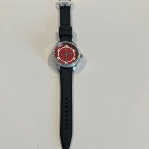 Fossil Smartwatch with Red Dial and Black Strap